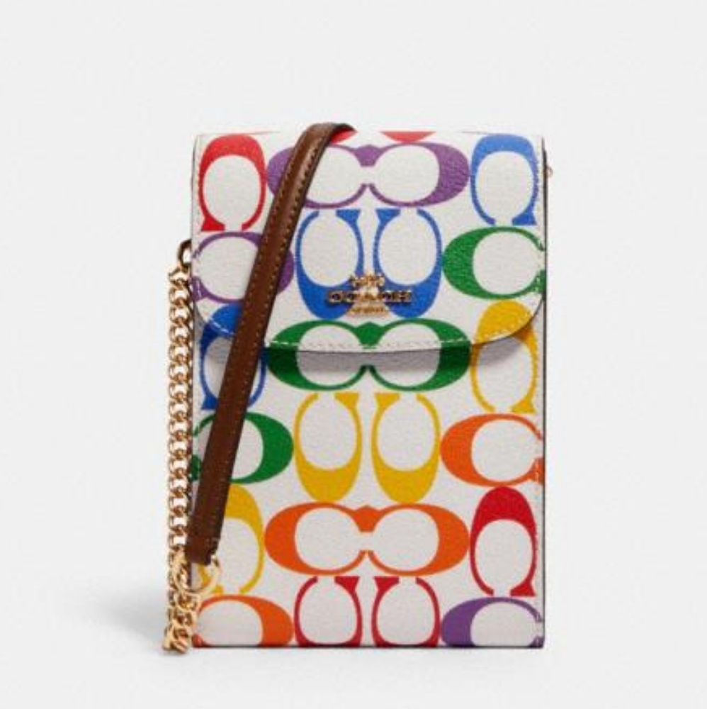 Coach Rachel Phone Crossbody In Rainbow Signature Canvas $275